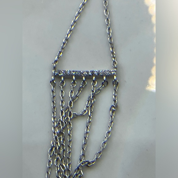 Fringe Necklace - Sterling Silver Long Tie Necklace - Picture 15 of 16